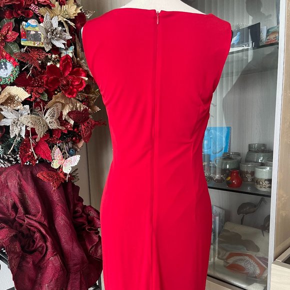 Ellen Tracy-Simple Yet Class Fire Engine Red Dress - Picture 9 of 11